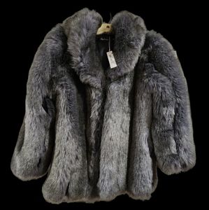 Faux fur coat, M, Silver Gray